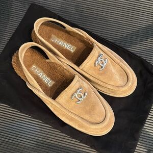 Chanel Suede sling back loafer